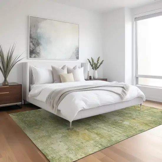 Sage And Gold Abstract Washable Indoor Outdoor Area Rug Photo 4