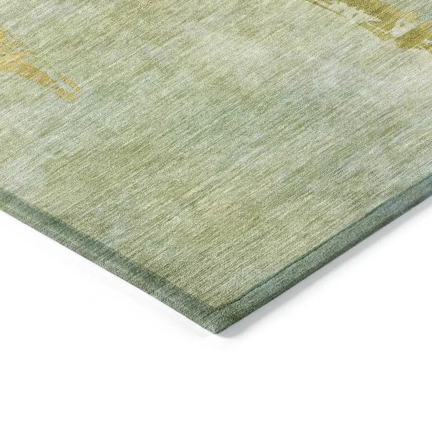 Sage And Gold Botanical Leaves Washable Indoor Outdoor Area Rug Photo 4