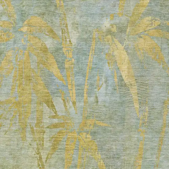 Sage And Gold Botanical Leaves Washable Indoor Outdoor Area Rug Photo 5