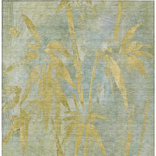 Sage And Gold Botanical Leaves Washable Indoor Outdoor Area Rug Photo 6