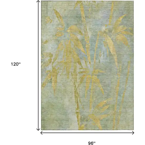 Sage And Gold Botanical Leaves Washable Indoor Outdoor Area Rug Photo 3