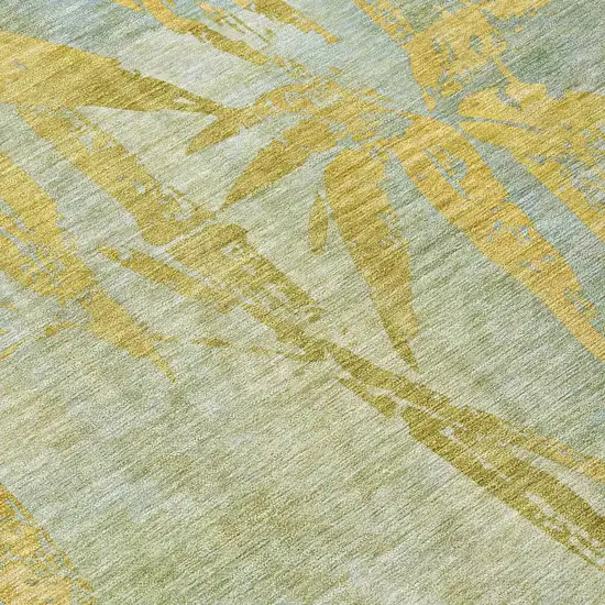 Sage And Gold Botanical Leaves Washable Indoor Outdoor Area Rug Photo 8