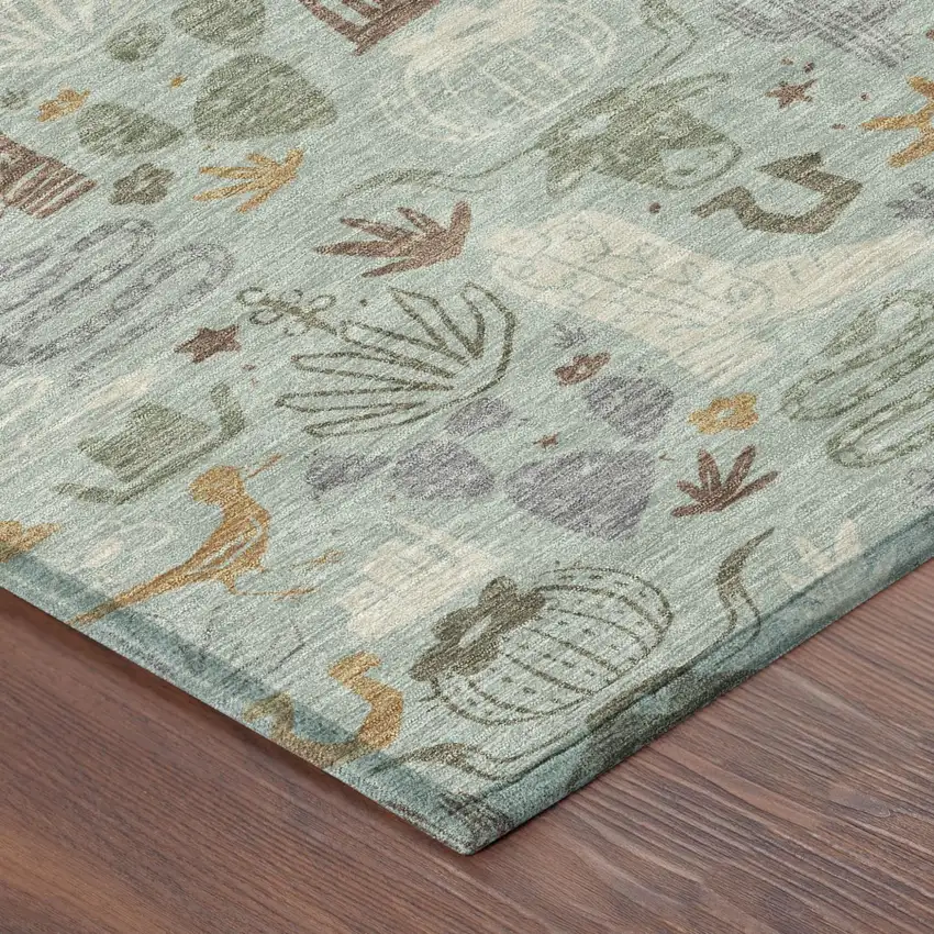 Sage And Gold Cactus Washable Indoor Outdoor Area Rug Photo 5