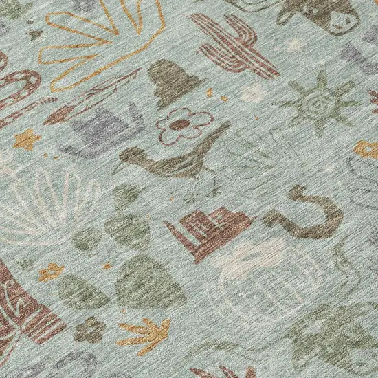 Sage And Gold Cactus Washable Indoor Outdoor Area Rug Photo 6