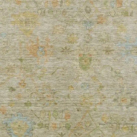 Sage And Gold Floral Washable Indoor Outdoor Area Rug Photo 3