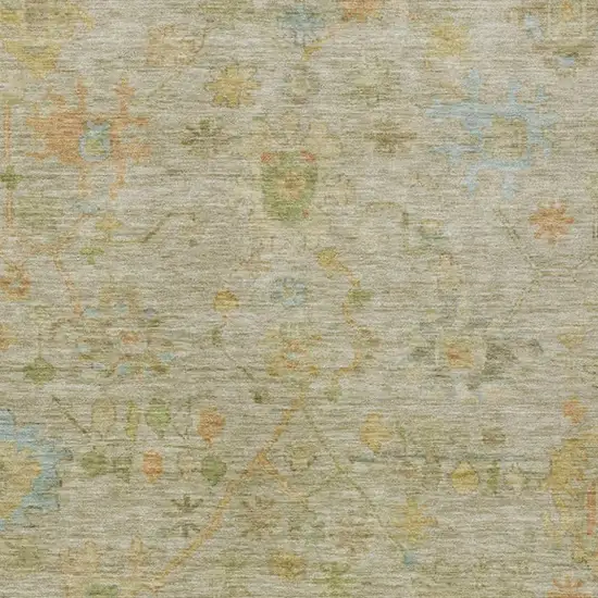 Sage And Gold Floral Washable Indoor Outdoor Area Rug Photo 3