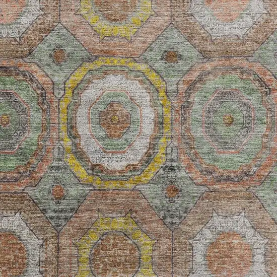 Sage And Gold Geometric Washable Area Rug With UV Protection Photo 3