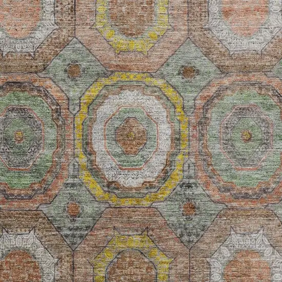 Sage And Gold Geometric Washable Area Rug With UV Protection Photo 3