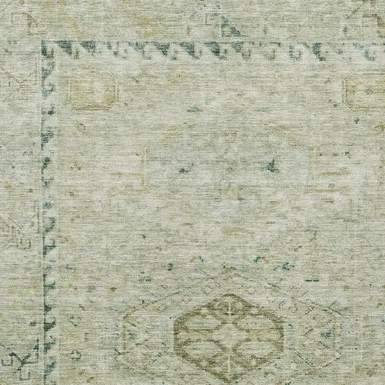 Sage And Gold Medallion Washable Indoor Outdoor Area Rug Photo 2