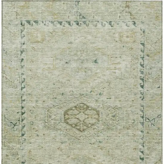 Sage And Gold Medallion Washable Indoor Outdoor Area Rug Photo 3