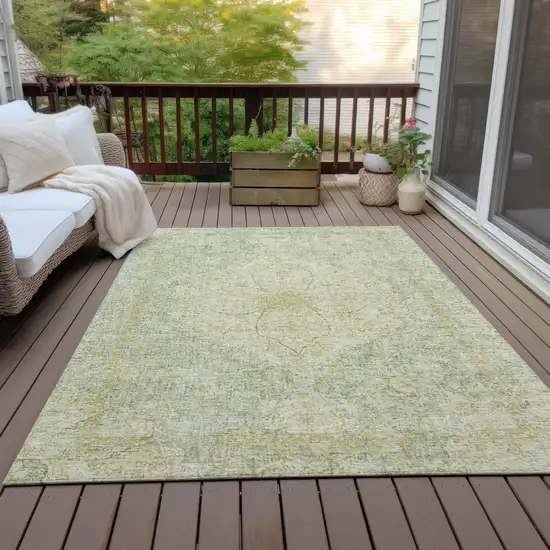 Sage And Gold Oriental Washable Indoor Outdoor Area Rug Photo 5