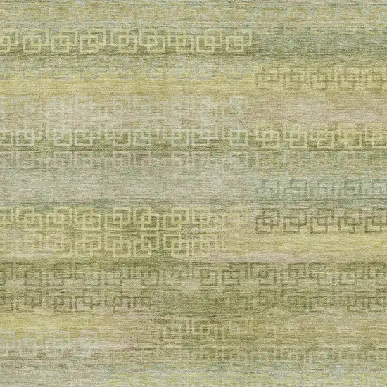 Sage And Gold Striped Washable Area Rug With UV Protection Photo 3