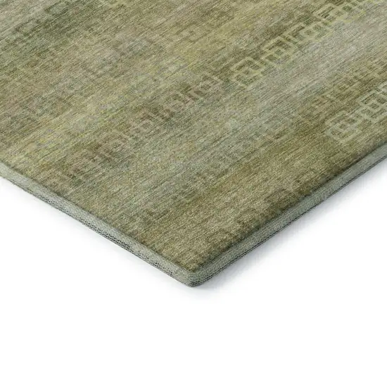 Sage And Gold Striped Washable Area Rug With UV Protection Photo 7