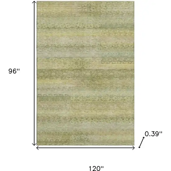 Sage And Gold Striped Washable Area Rug With UV Protection Photo 9