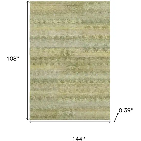 Sage And Gold Striped Washable Area Rug With UV Protection Photo 9