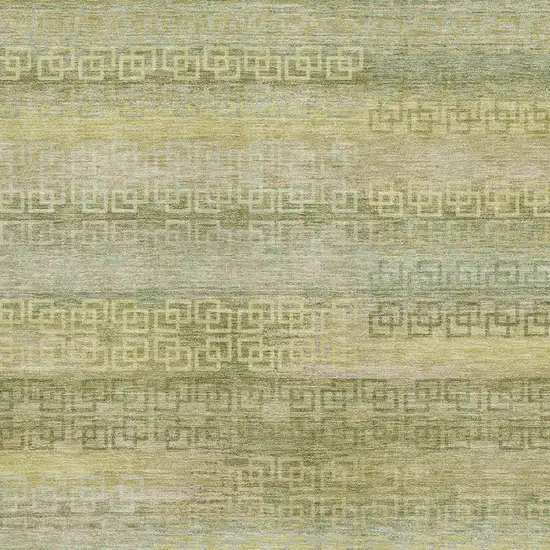 Sage And Gold Striped Washable Area Rug With UV Protection Photo 3