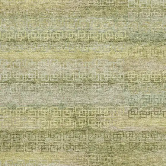 Sage And Gold Striped Washable Area Rug With UV Protection Photo 3