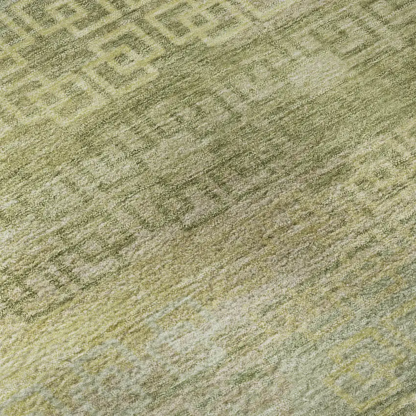 Sage And Gold Striped Washable Area Rug With UV Protection Photo 8
