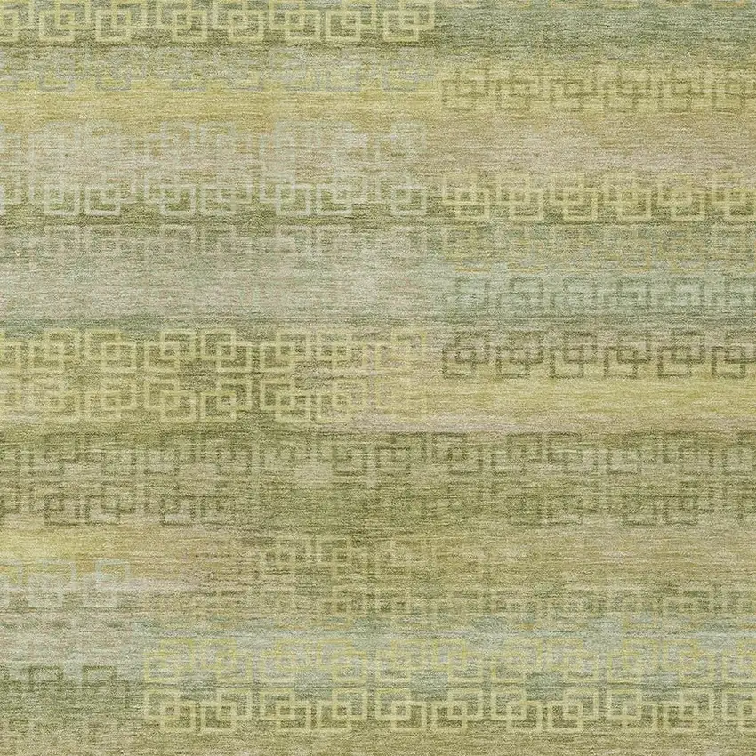 Sage And Gold Striped Washable Indoor Outdoor Area Rug Photo 3