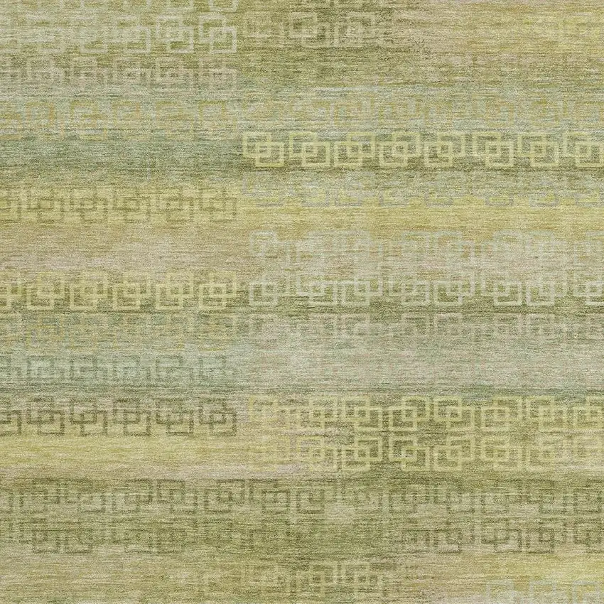 Sage And Gold Striped Washable Indoor Outdoor Area Rug Photo 3