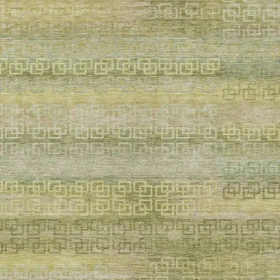 Sage And Gold Striped Washable Indoor Outdoor Area Rug Photo 3