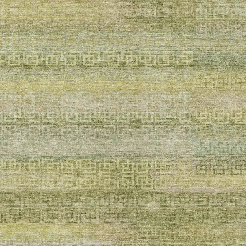 Sage And Gold Striped Washable Indoor Outdoor Area Rug Photo 3