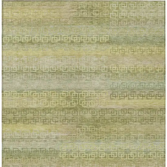 Sage And Gold Striped Washable Indoor Outdoor Area Rug Photo 4