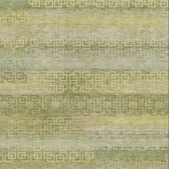 Sage And Gold Striped Washable Indoor Outdoor Area Rug Photo 3