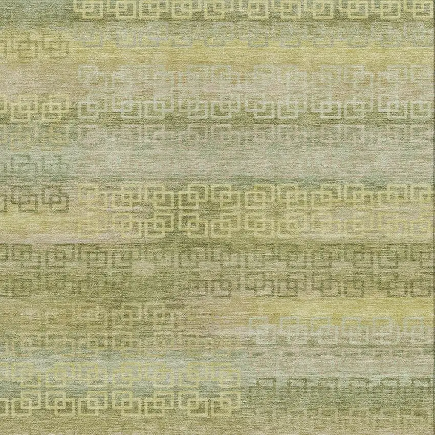 Sage And Gold Striped Washable Indoor Outdoor Area Rug Photo 3