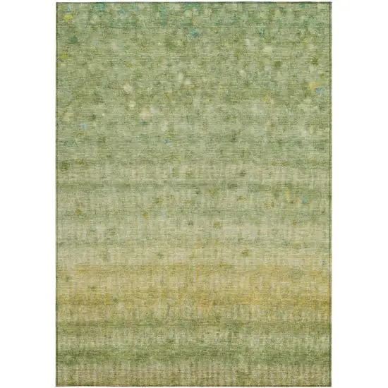 Sage And Gold Striped Washable Indoor Outdoor Area Rug Photo 4