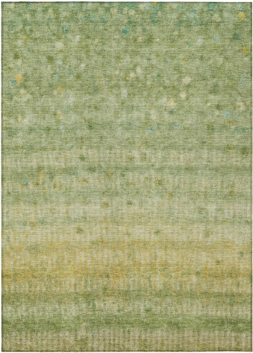 Sage And Gold Striped Washable Indoor Outdoor Area Rug Photo 2