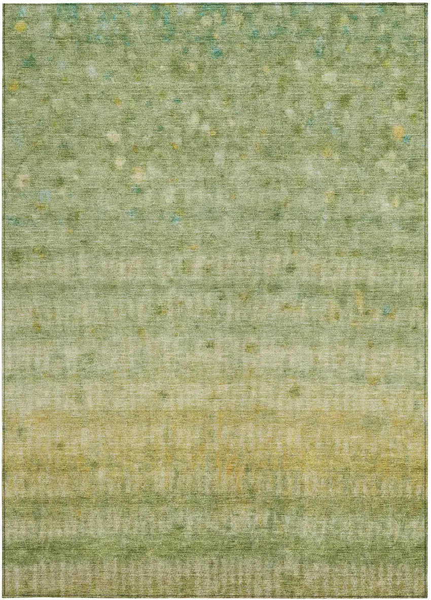 Sage And Gold Striped Washable Indoor Outdoor Area Rug Photo 4