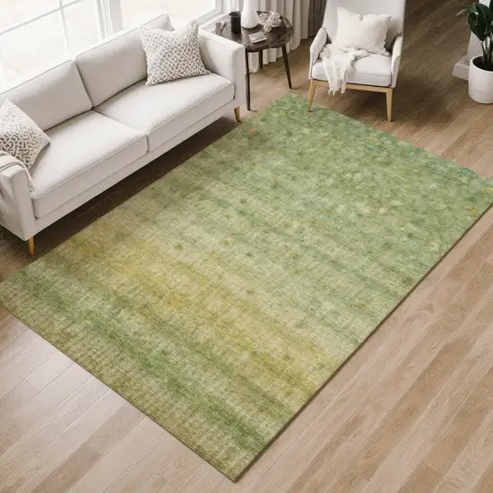 Sage And Gold Striped Washable Indoor Outdoor Area Rug Photo 8