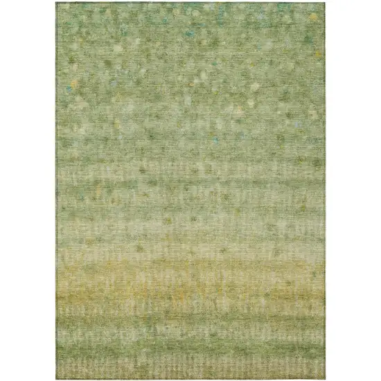 Sage And Gold Striped Washable Indoor Outdoor Area Rug Photo 2