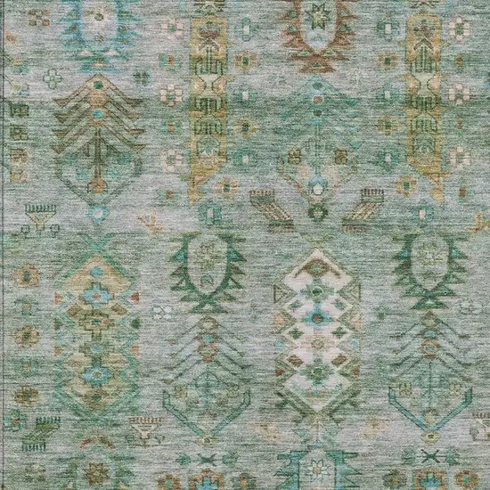 Sage And Gold Tribal Washable Indoor Outdoor Area Rug Photo 4