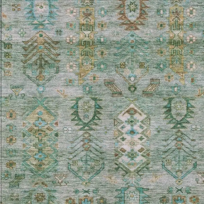 Sage And Gold Tribal Washable Indoor Outdoor Area Rug Photo 4