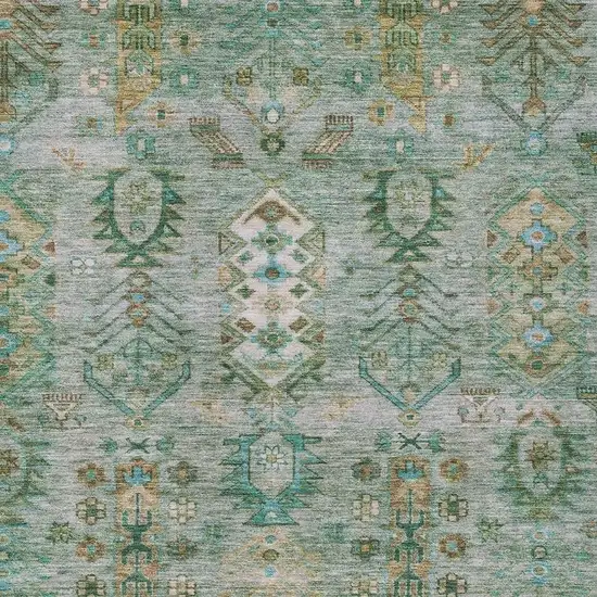 Sage And Gold Tribal Washable Indoor Outdoor Area Rug Photo 3