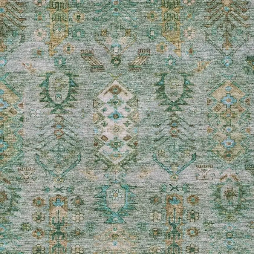 Sage And Gold Tribal Washable Indoor Outdoor Area Rug Photo 3