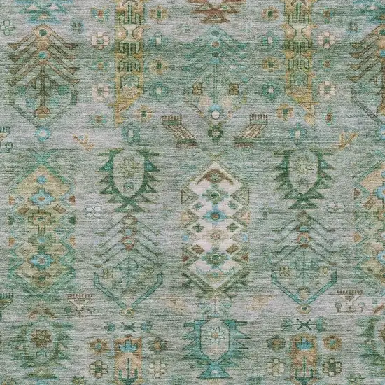 Sage And Gold Tribal Washable Indoor Outdoor Area Rug Photo 7