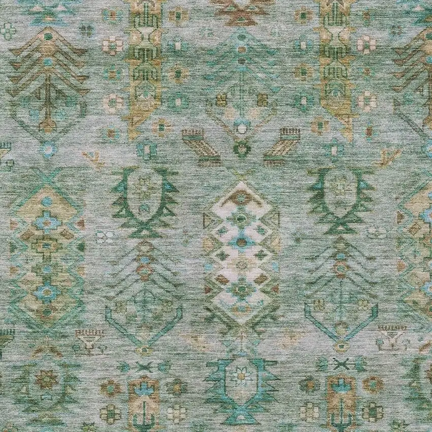 Sage And Gold Tribal Washable Indoor Outdoor Area Rug Photo 7