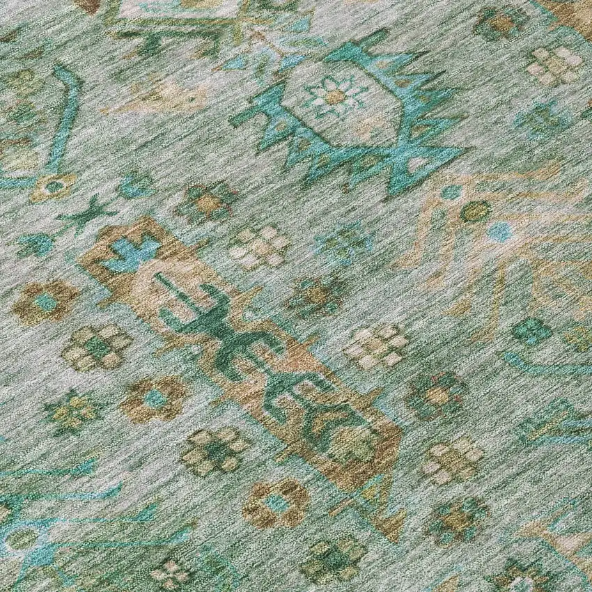 Sage And Gold Tribal Washable Indoor Outdoor Area Rug Photo 6