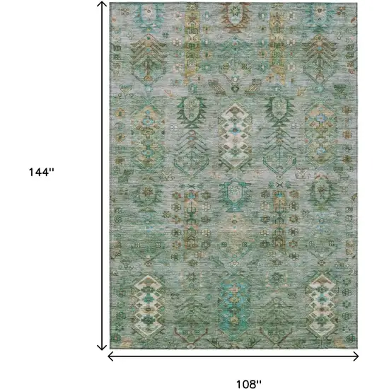 Sage And Gold Tribal Washable Indoor Outdoor Area Rug Photo 9