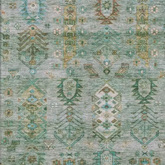 Sage And Gold Tribal Washable Indoor Outdoor Area Rug Photo 6