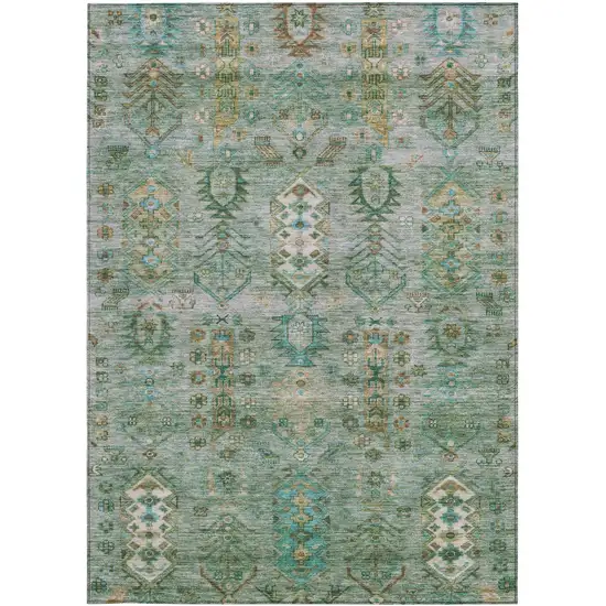 Sage And Gold Tribal Washable Indoor Outdoor Area Rug Photo 3