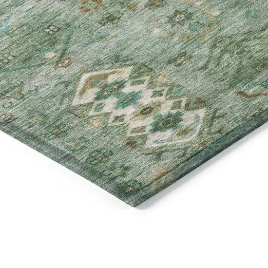Sage And Gold Tribal Washable Indoor Outdoor Area Rug Photo 8