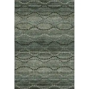 Photo of Sage And Gray Abstract Geometric Washable Area Rug With UV Protection