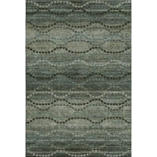 Sage And Gray Abstract Geometric Washable Area Rug With UV Protection Photo 1