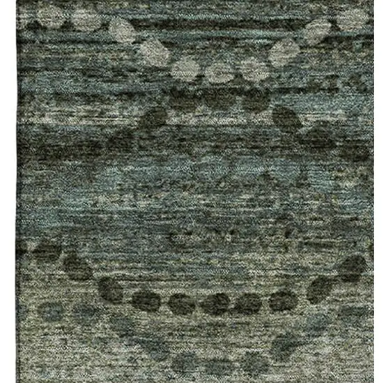 Sage And Gray Abstract Geometric Washable Area Rug With UV Protection Photo 4