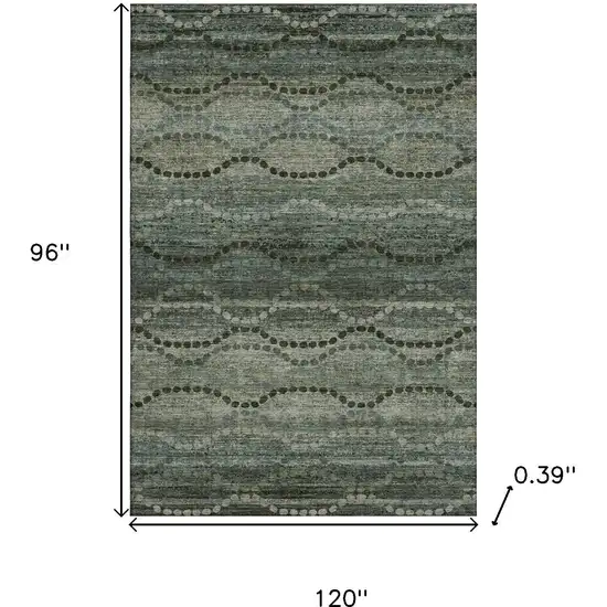 Sage And Gray Abstract Geometric Washable Area Rug With UV Protection Photo 9