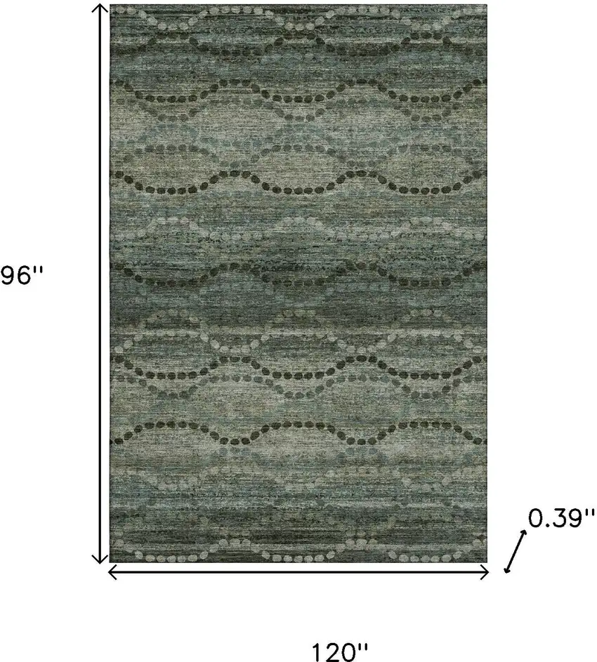 Sage And Gray Abstract Geometric Washable Area Rug With UV Protection Photo 9